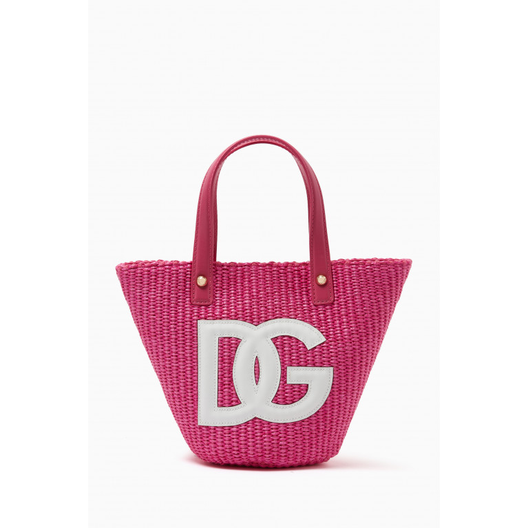 Dolce & Gabbana - Logo Straw Handbag in Cotton & Leather