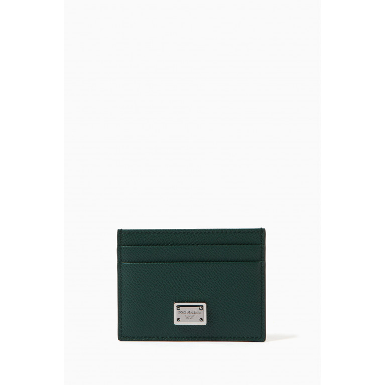 Dolce & Gabbana - Logo Plaque Cardholder in Calf Leather Green