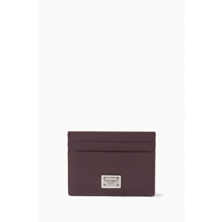 Dolce & Gabbana - Logo Plaque Cardholder in Calf Leather Red