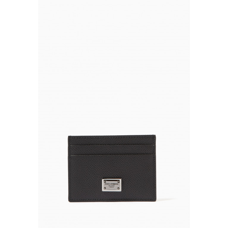 Dolce & Gabbana - Logo Plaque Cardholder in Calf Leather Grey