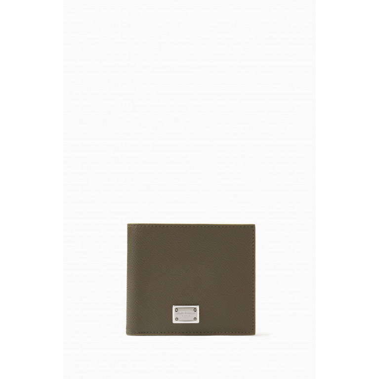 Dolce & Gabbana - Logo Plaque Bifold Wallet in Leather Neutral