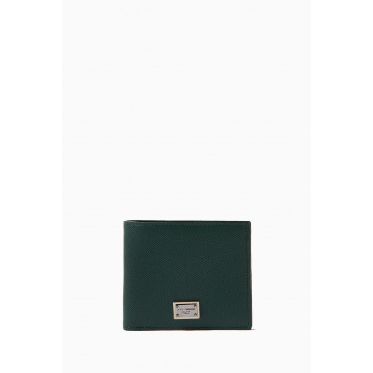 Dolce & Gabbana - Logo Plaque Bifold Wallet in Leather Green