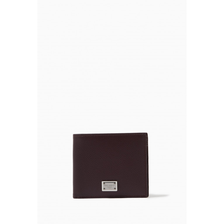 Dolce & Gabbana - Logo Plaque Bifold Wallet in Leather Red