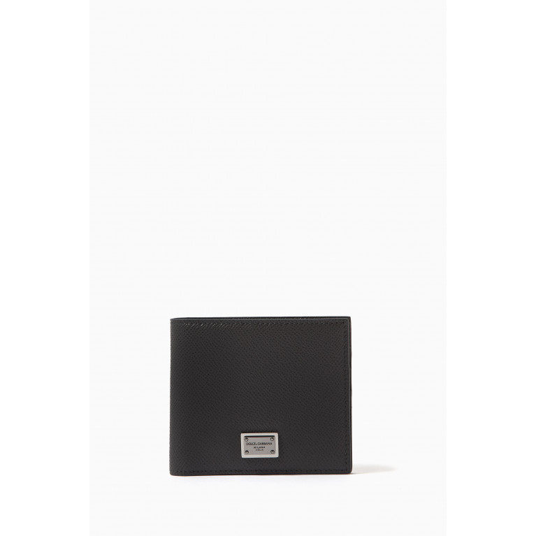 Dolce & Gabbana - Logo Plaque Bifold Wallet in Leather Grey