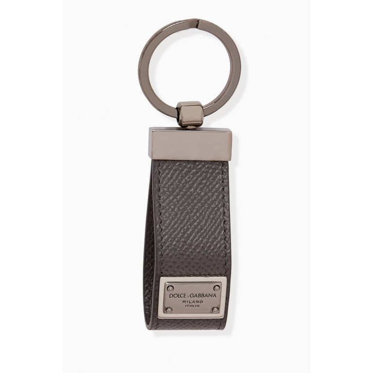 Dolce & Gabbana - Key Ring in Leather Grey