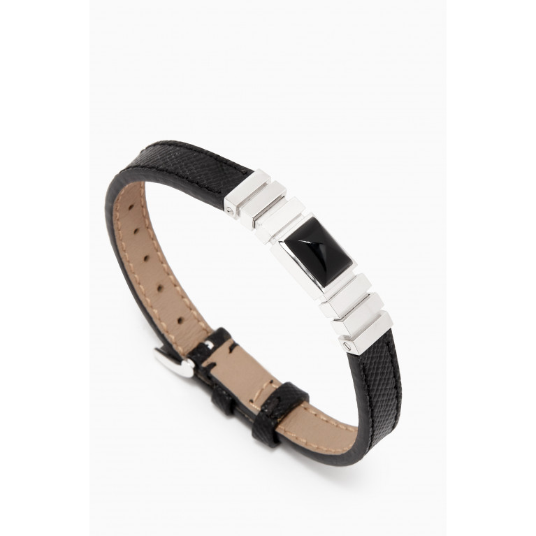 Marli - UNII Strap Bracelet in 18kt White Gold & Leather