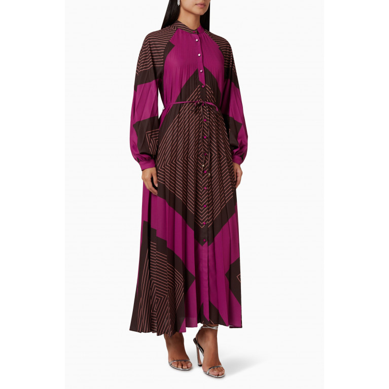 Serpil - Geometric Print Maxi Dress in Crepe Purple