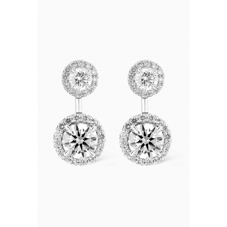 Damas - Gaia Halo Diamond Drop Earrings in 18kt White Gold