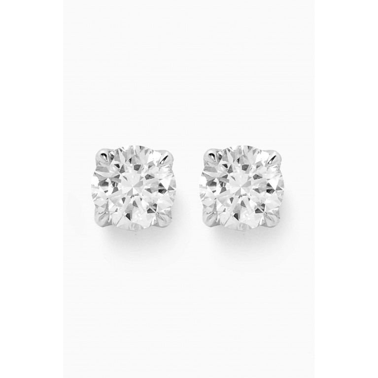 Damas - Gaia Solitaire Diamond Stud Earrings in 18kt White Gold