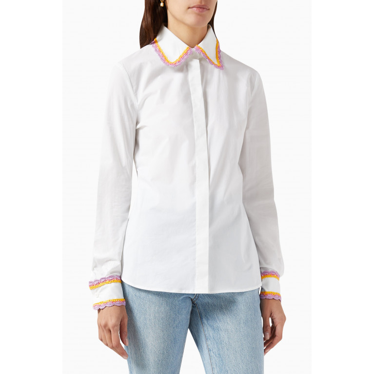 Moschino - Crochet Detail Shirt in Cotton-poplin