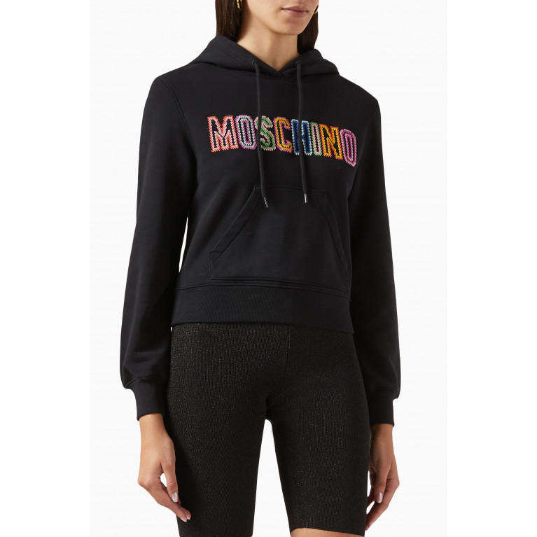 Moschino - Logo-embroidered Hoodie in Organic Cotton