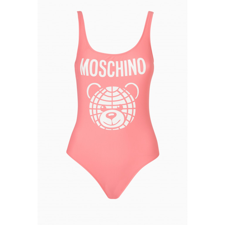 Moschino - Teddy Logo-print One-piece Swimsuit in Lycra