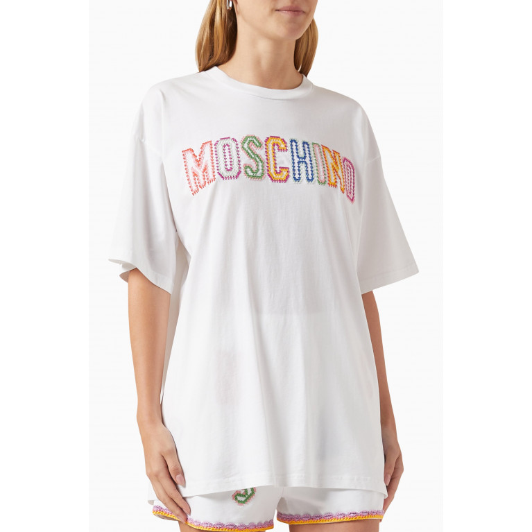 Moschino - Crochet Logo T-shirt in Cotton Jersey