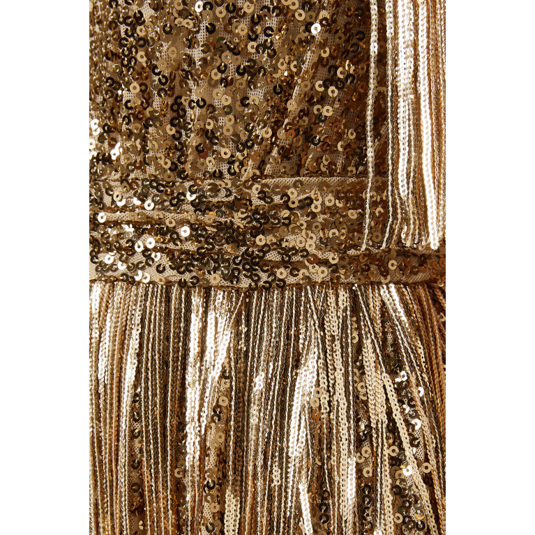 Badgley Mischka - Fringed Evening Gown in Sequins