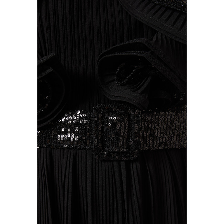Badgley Mischka - Pleated Evening Gown in Georgette & Sequins