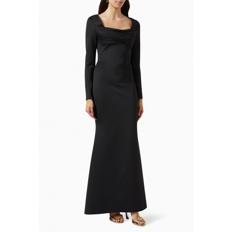 Badgley Mischka - Long Sleeve Gown in Stretch Crepe