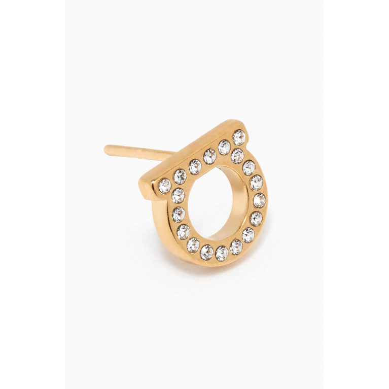 Ferragamo - Gancini Crystal Stud Earrings in Brass