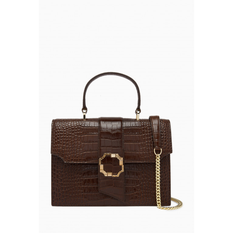 Malone Souliers - Audrey Square Handbag in Croc-embossed Leather