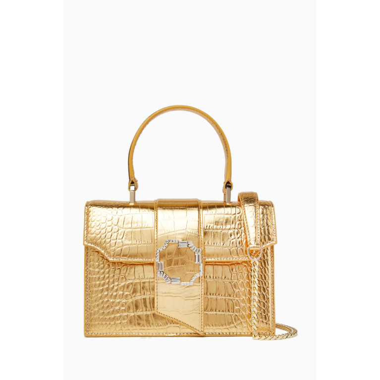 Malone Souliers - Audrey Square Handbag in Croc-embossed Leather