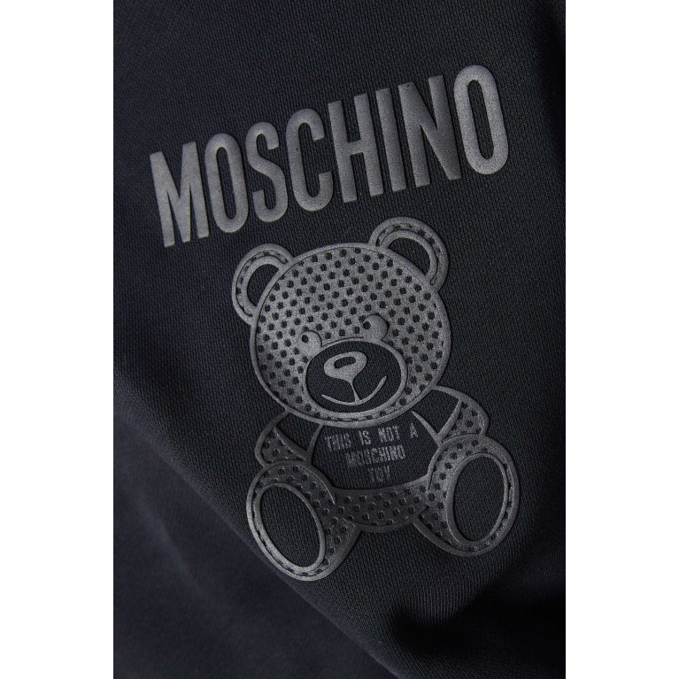 Moschino - Teddy Bear Mesh Logo Hoodie in Organic Cotton Fleece