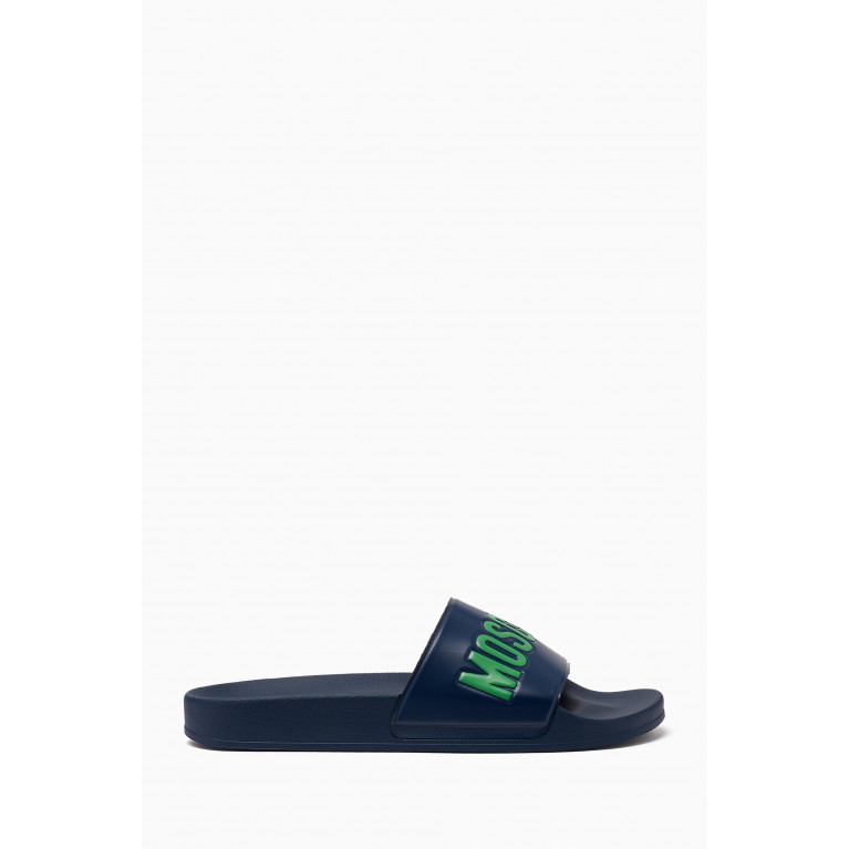 Moschino - Logo Slides in Rubber Blue