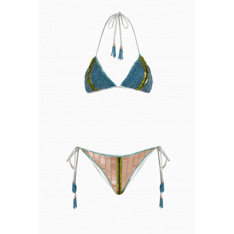 Seben Kocibey - Cala Embellished Bikini Set in Stretch-nylon