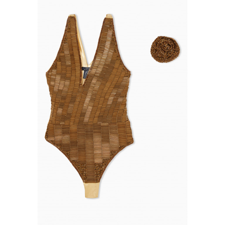 Seben Kocibey - Sirena Embellished One-piece Swimsuit in Stretch-nylon