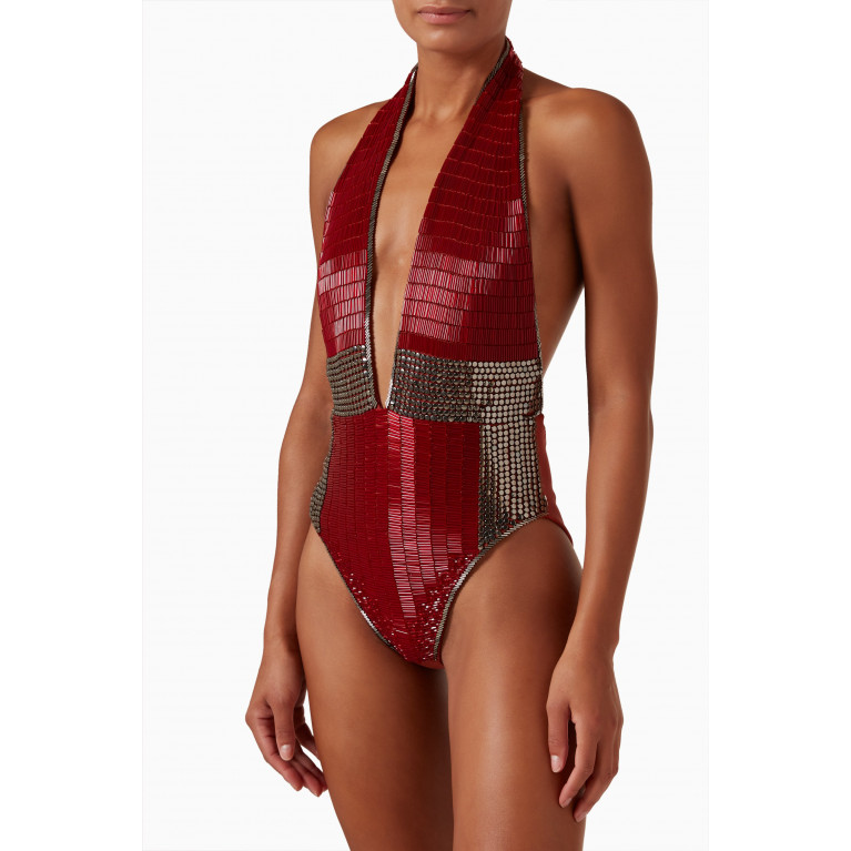 Seben Kocibey - Pirene Embellished One-piece Swimsuit in Stretch-nylon