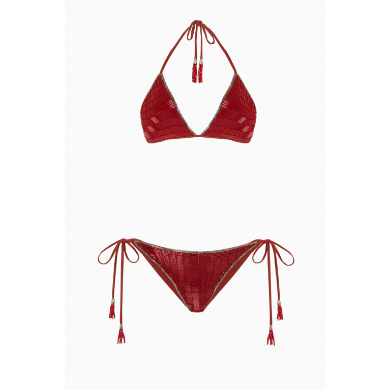 Seben Kocibey - Pirene Embellished Bikini Set in Stretch-nylon
