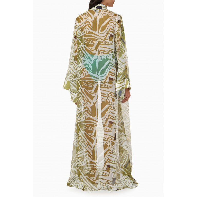 Seben Kocibey - Floral-print Maxi Kimono in Chiffon