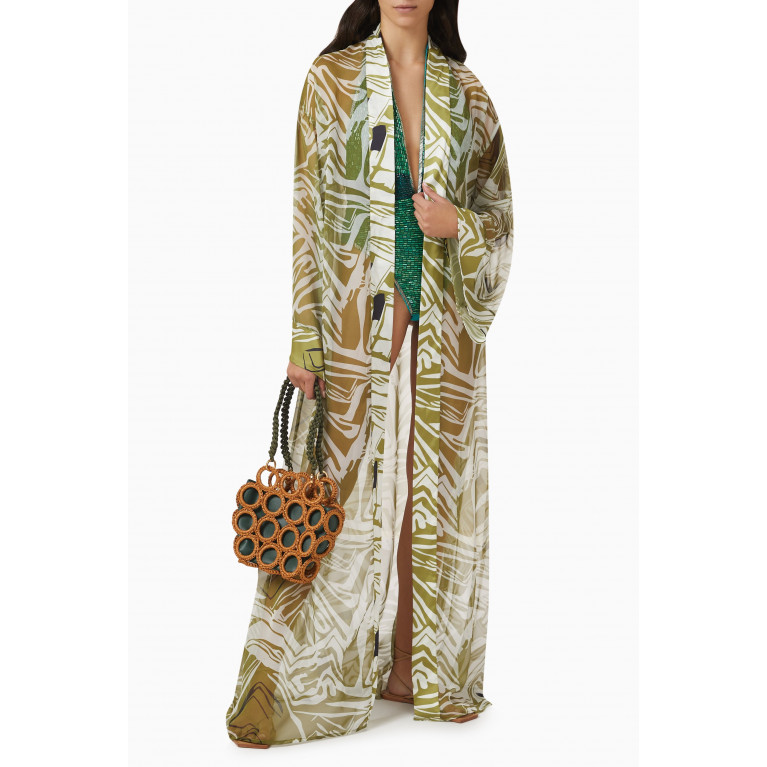 Seben Kocibey - Floral-print Maxi Kimono in Chiffon