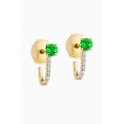 Fergus James - Colombian Emerald Detachable Stud Diamond Huggies in 18kt Gold Green