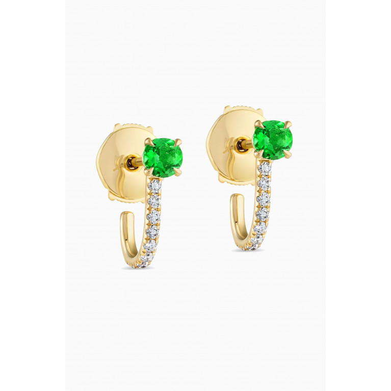 Fergus James - Colombian Emerald Detachable Stud Diamond Huggies in 18kt Gold Green