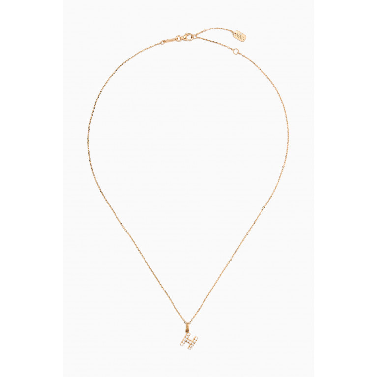 Fergus James - H Letter Diamond Necklace in 18kt Gold