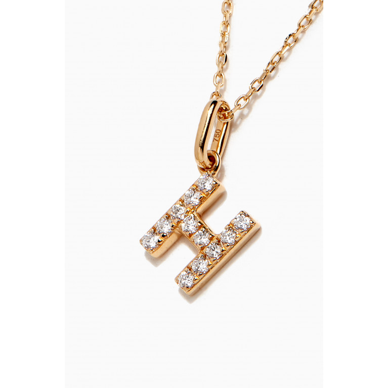 Fergus James - H Letter Diamond Necklace in 18kt Gold