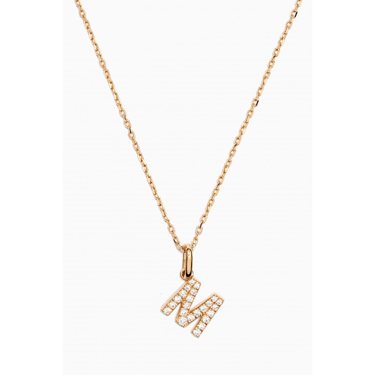 Fergus James - M Letter Diamond Necklace in 18kt Gold