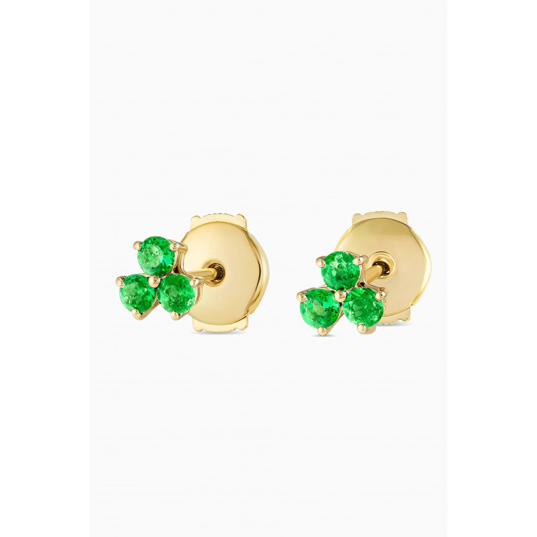 Fergus James - Colombian Emerald Cluster Stud Earrings in 18kt Gold Green
