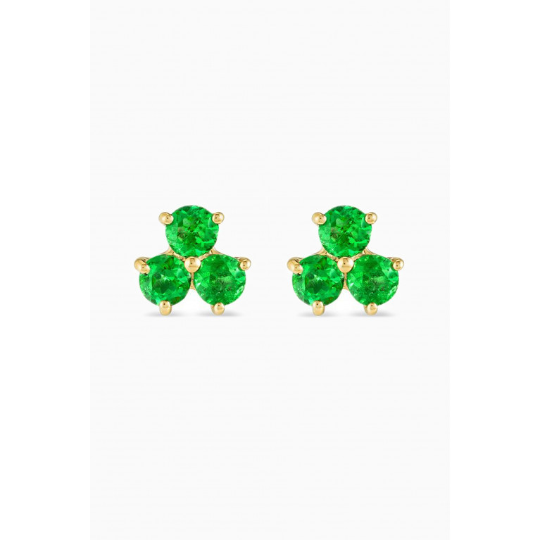Fergus James - Colombian Emerald Cluster Stud Earrings in 18kt Gold Green