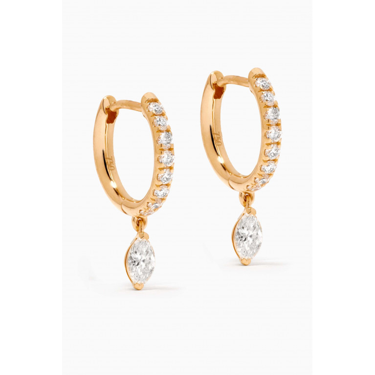 Fergus James - Marquise Diamond Drop Hoops in 18kt Gold White