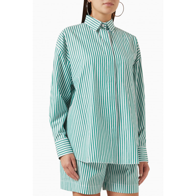Bouguessa - Afreen Striped Shirt in Cotton Green