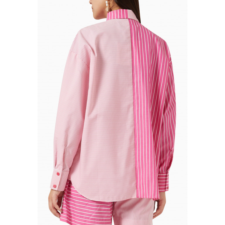 Bouguessa - Afreen Striped Shirt in Cotton Pink