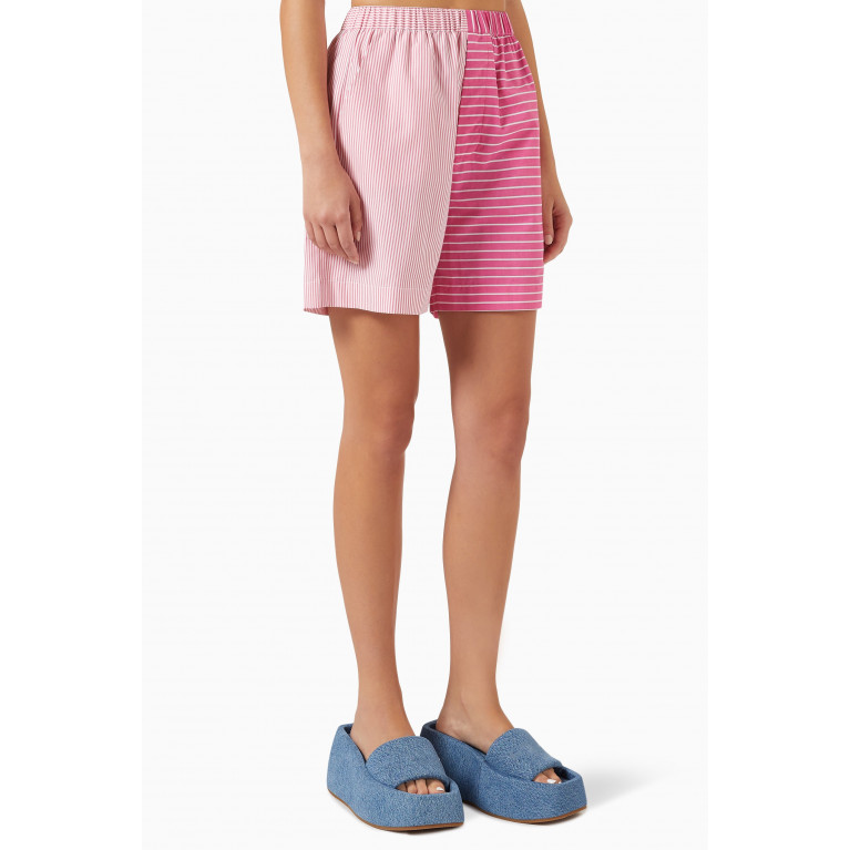 Bouguessa - Afreen Striped Shorts in Cotton Pink