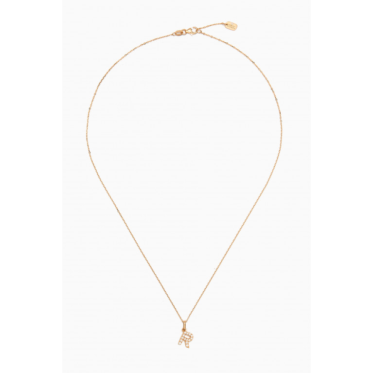 Fergus James - R Letter Diamond Necklace in 18kt Gold