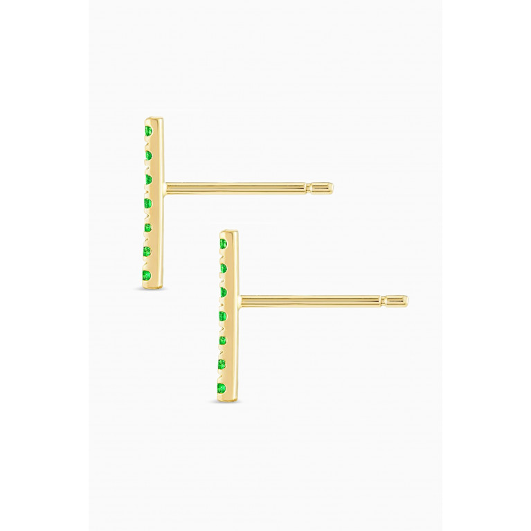 Fergus James - Colombian Emerald Bar Earrings in 18kt Gold Green