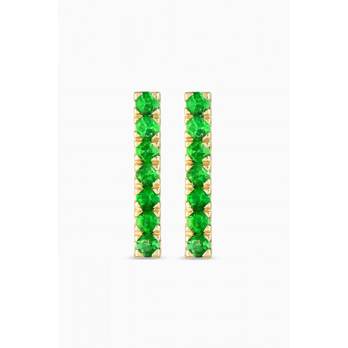 Fergus James - Colombian Emerald Bar Earrings in 18kt Gold Green