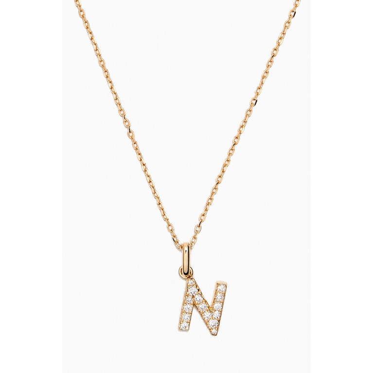 Fergus James - N Letter Diamond Necklace in 18kt Gold