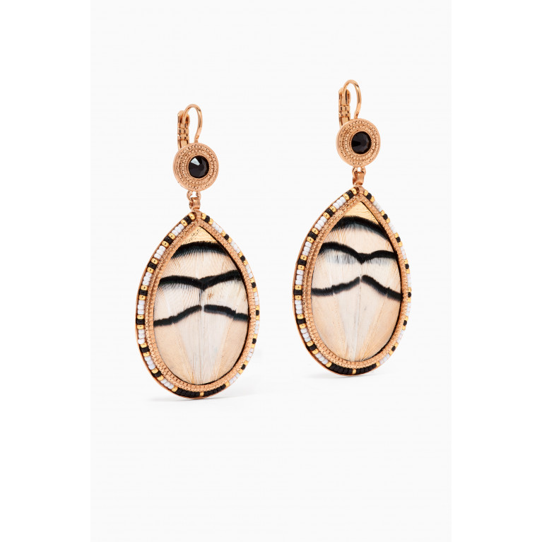 Satellite - Fujita 22 Feather Leather Earrings in 14kt Gold-plated Metal