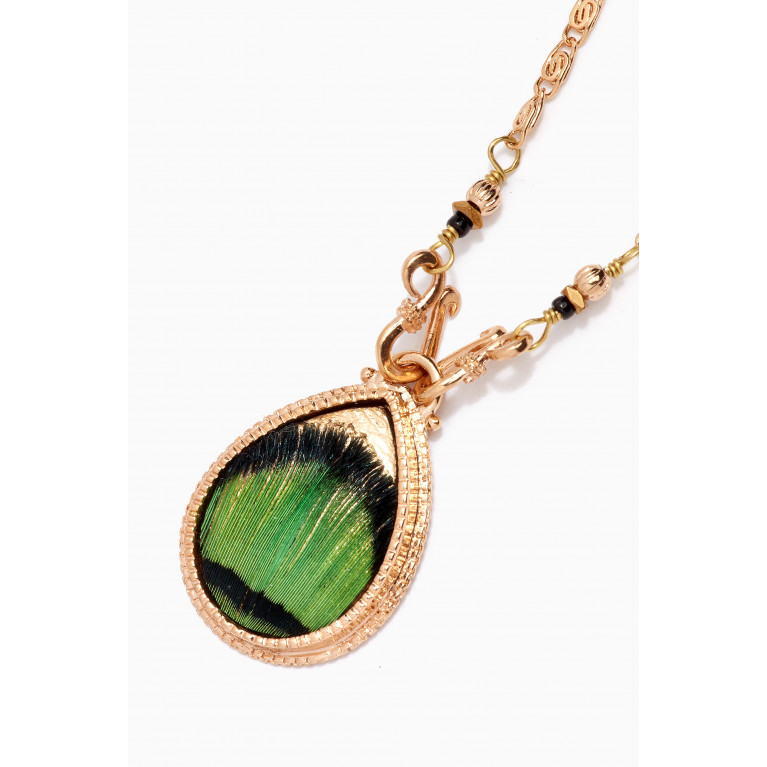 Satellite - Fujita 22 Feather Necklace in 14kt Gold-plated Metal