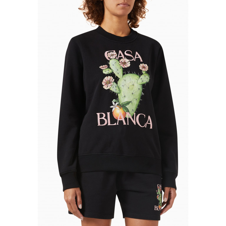 Casablanca - Cactus et Orange Embroidered Sweatshirt in Cotton