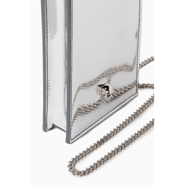 Alexander McQueen - Skull Phone Case on Chain Bag in Metallic Leather